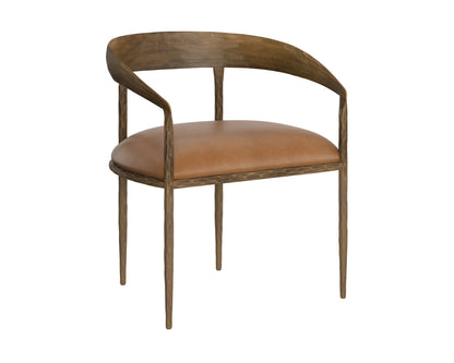 NAHLA ZANATTA DINING ARMCHAIR - TAN LEATHER