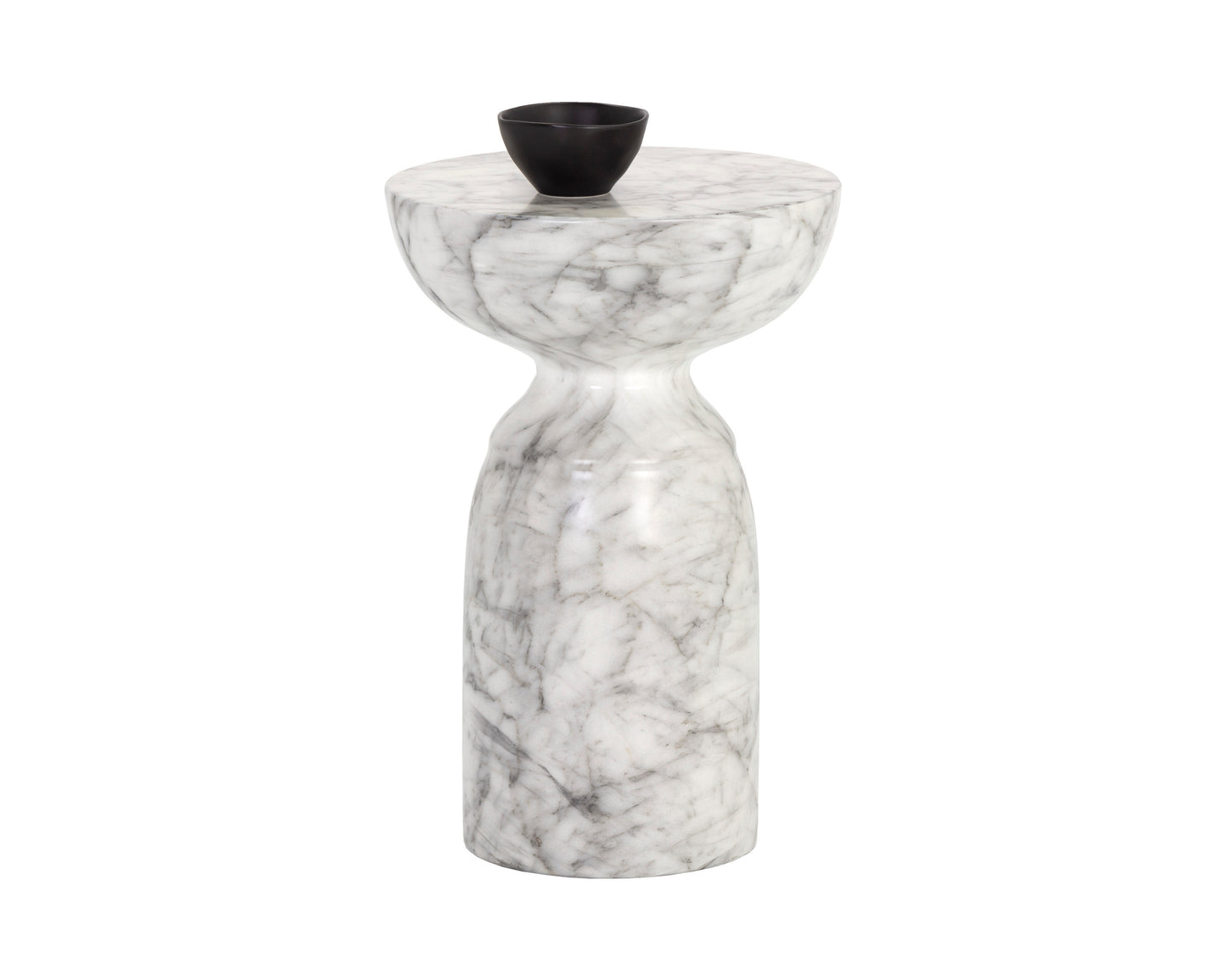 NAHLA GOYA END TABLE - MARBLE LOOK - WHITE