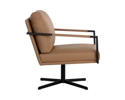 NAHLA RANDY SWIVEL LOUNGE CHAIR - LINEA WOOD LEATHER