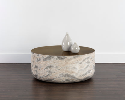 NAHLA DIAZ COFFEE TABLE - MARBLE LOOK - ANTIQUE BRASS