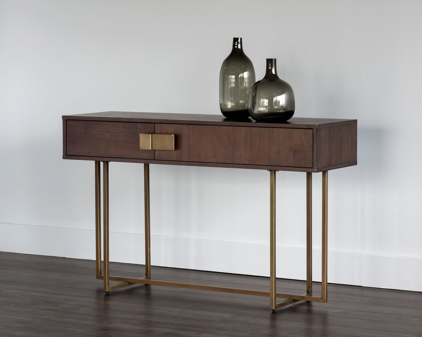 NAHLA JADE CONSOLE TABLE - ANTIQUE BRASS - DARK MANGO