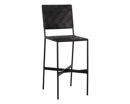 NAHLA OMARI BARSTOOL - BLACK LEATHER