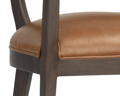 NAHLA BRYLEA DINING ARMCHAIR - BROWN - SHALIMAR TOBACCO LEATHER