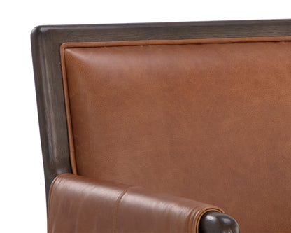 NAHLA MAUTI DINING ARMCHAIR - BROWN - SHALIMAR TOBACCO LEATHER