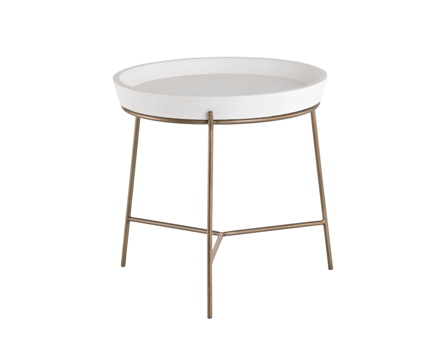 NAHLA REMY END TABLE - ANTIQUE BRASS - WHITE