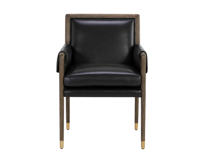 NAHLA MAUTI DINING ARMCHAIR - DISTRESSED BROWN - CORTINA BLACK LEATHER