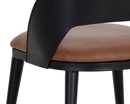 NAHLA DEZIRAE DINING CHAIR - BLACK - COGNAC LEATHER