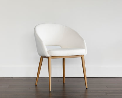 NAHLA THATCHER DINING ARMCHAIR - CHAMPAGNE GOLD - SNOW