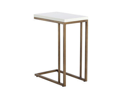 NAHLA SAWYER END TABLE - ANTIQUE BRASS - WHITE