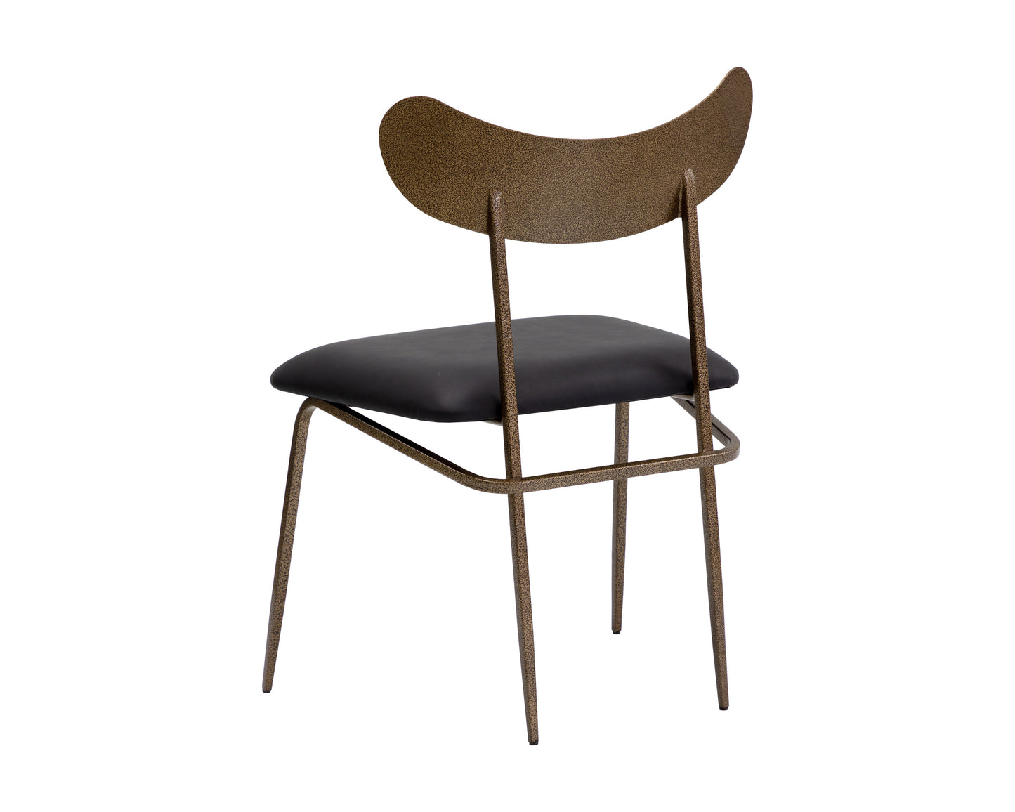 NAHLA GIBBONS DINING CHAIR - ANTIQUE BRASS - CHARCOAL BLACK LEATHER