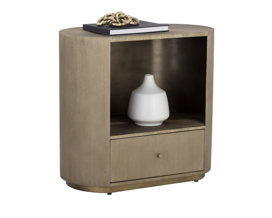 NAHLA SIENA NIGHTSTAND - OVAL - ANTIQUE BRASS