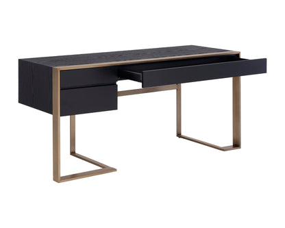 NAHLA DALTON DESK - ANTIQUE BRASS - BLACK