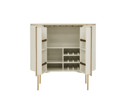 NAHLA PALOMA BAR CABINET - HIGH GLOSS CREAM