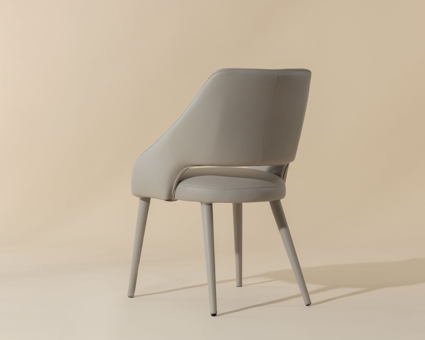 NAHLA GALEN DINING ARMCHAIR - LINEA LIGHT GREY LEATHER