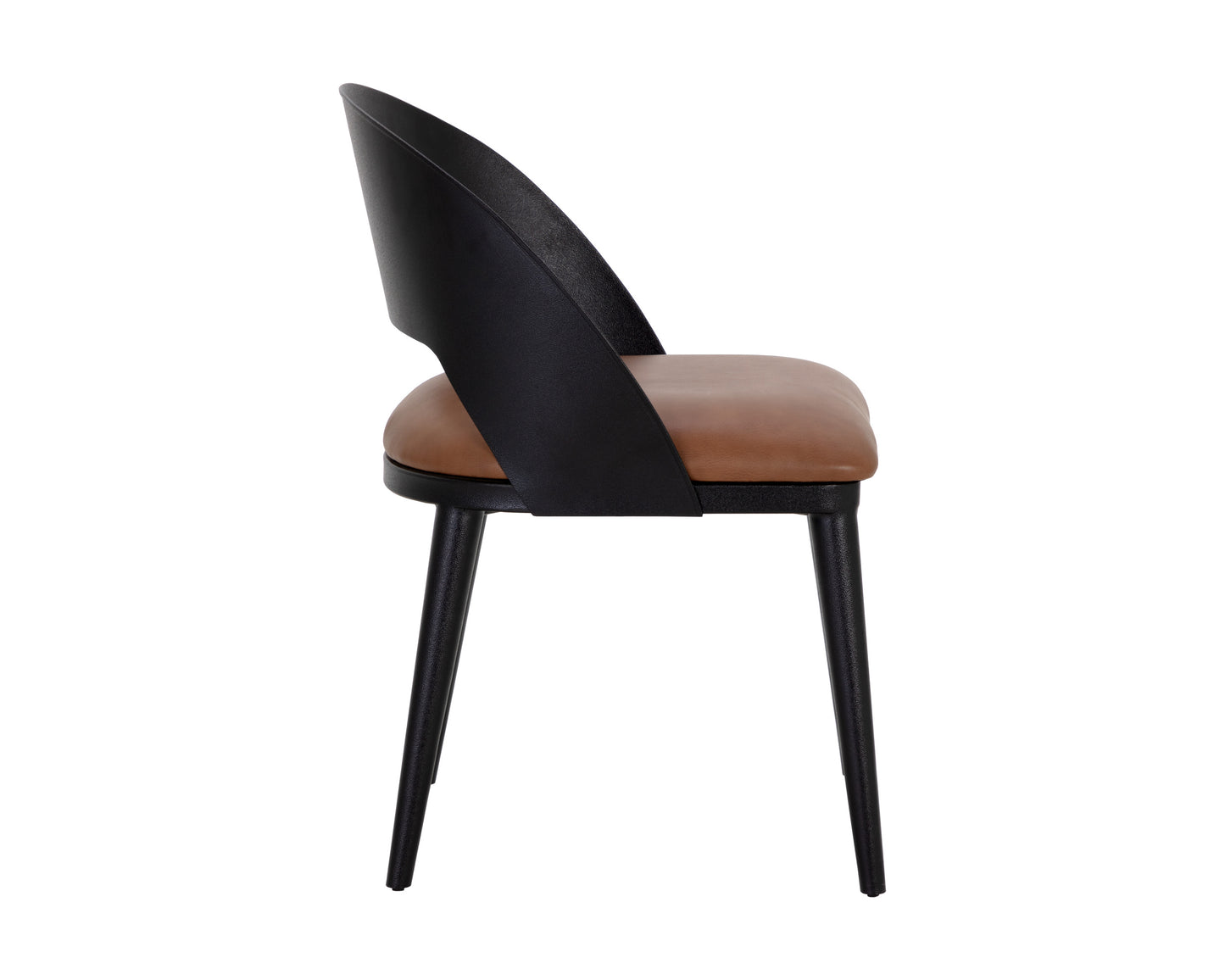 NAHLA DEZIRAE DINING CHAIR - BLACK - COGNAC LEATHER