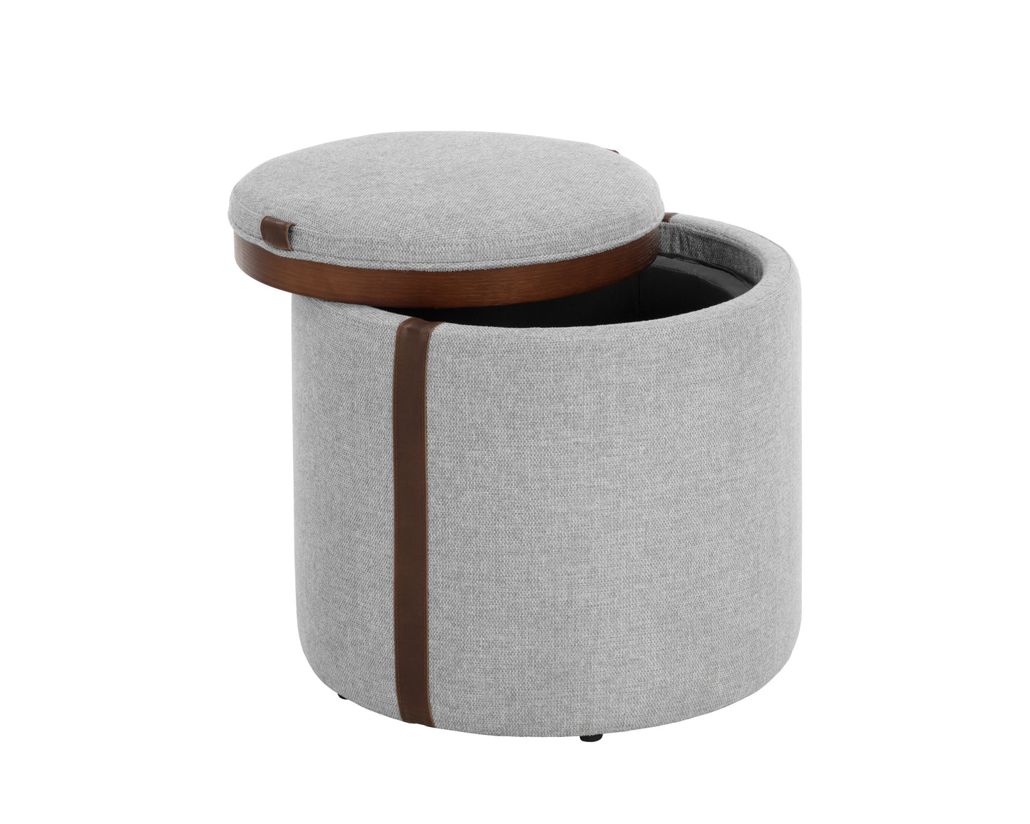 NAHLA BORELLI STORAGE OTTOMAN - BELFAST HEATHER GREY / AUTUMN CHESTNUT