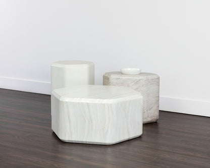 NAHLA SPEZZA SIDE TABLE - LOW - MARBLE LOOK - GREY