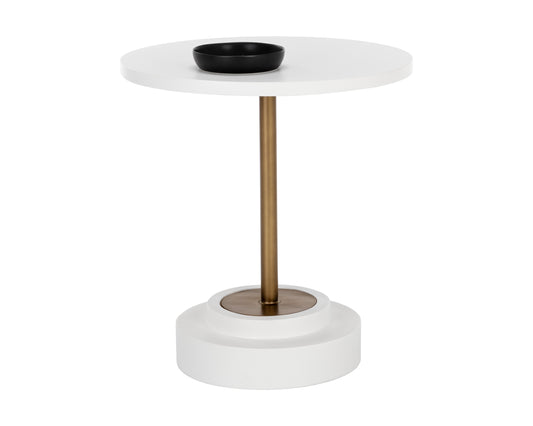 NAHLA MARLOWE BISTRO TABLE - ANTIQUE BRASS - WHITE - 27.5"