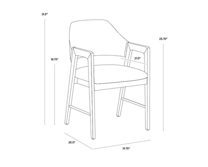 NAHLA MILTON DINING ARMCHAIR - SMOKE ACACIA - POLO CLUB STONE