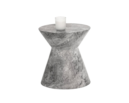 NAHLA ASTLEY END TABLE - MARBLE LOOK - GREY