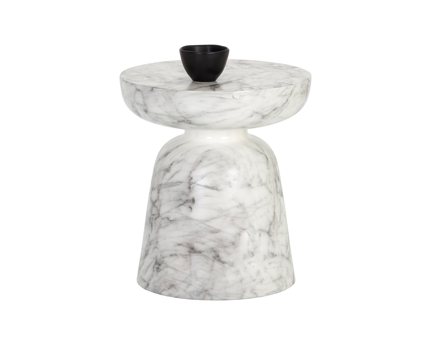 NAHLA LUCIDA END TABLE - MARBLE LOOK - WHITE