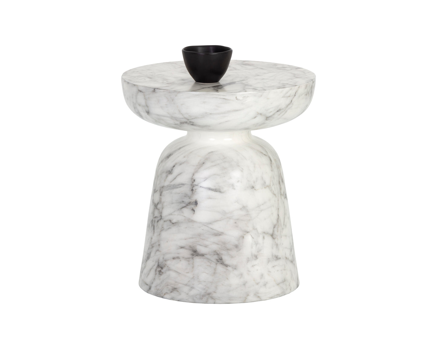 NAHLA LUCIDA END TABLE - MARBLE LOOK - WHITE