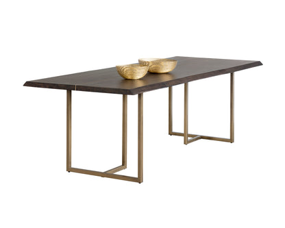 NAHLA DONNELLY DINING TABLE - ANTIQUE BRASS - DARK MANGO - 95"