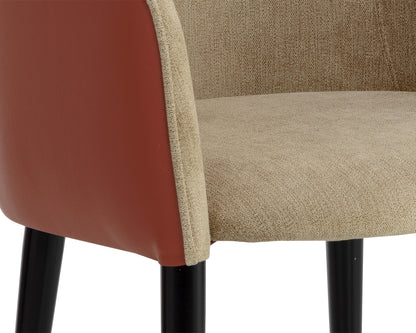 NAHLA ASHER DINING ARMCHAIR - POLO CLUB TOAST / DILLON CHILI