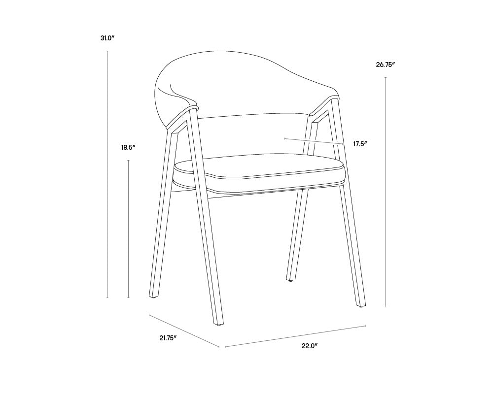 NAHLA BURGOS DINING ARMCHAIR - BELFAST HEATHER GREY