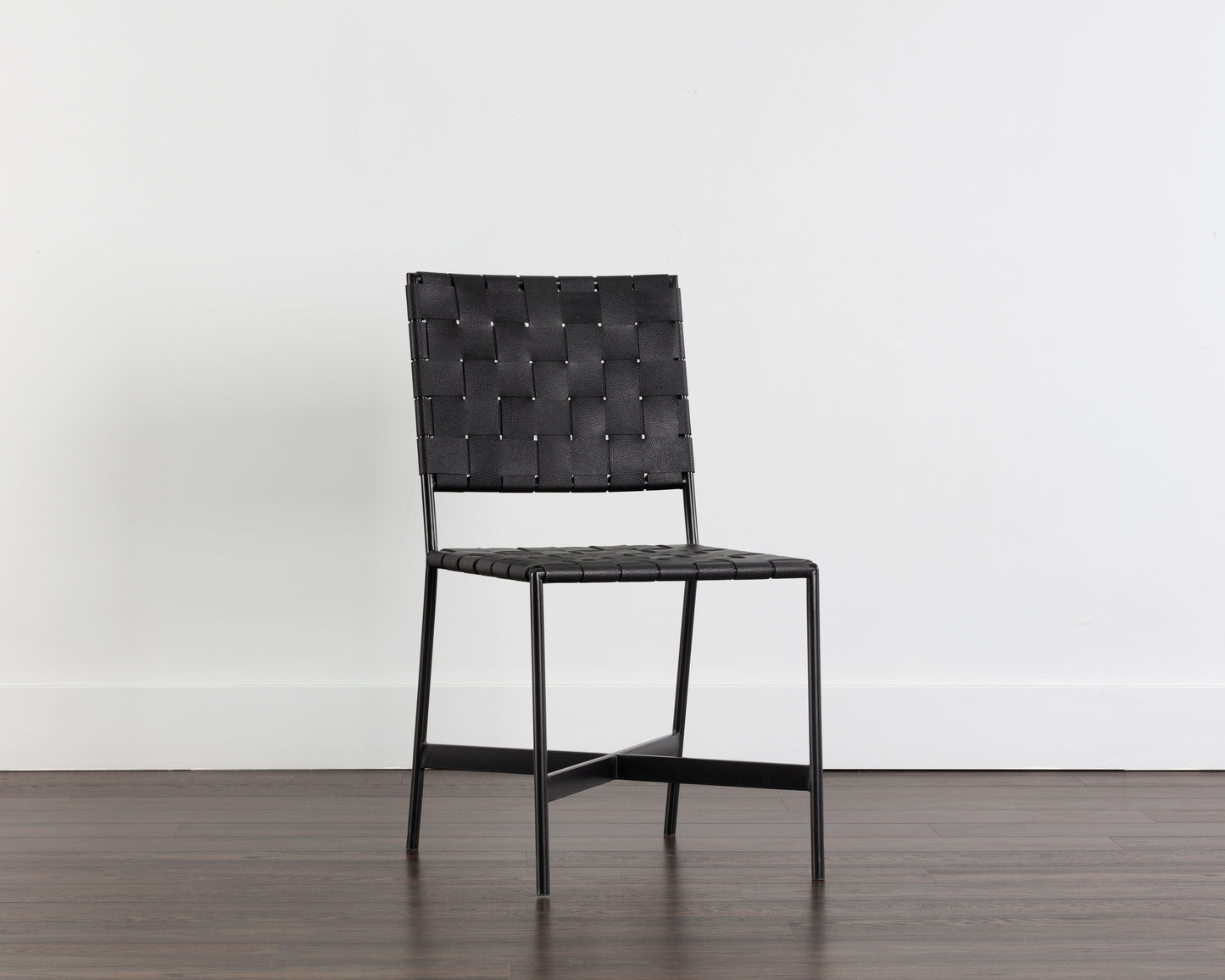 NAHLA OMARI DINING CHAIR - BLACK LEATHER