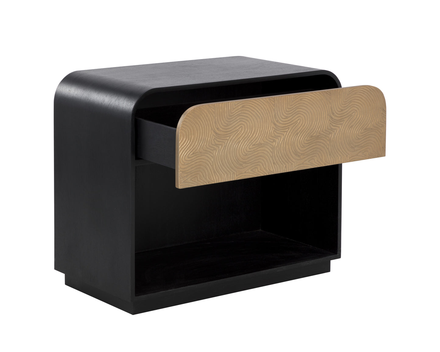 NAHLA ALGARVE NIGHTSTAND - BLACK / CHAMPAGNE GOLD