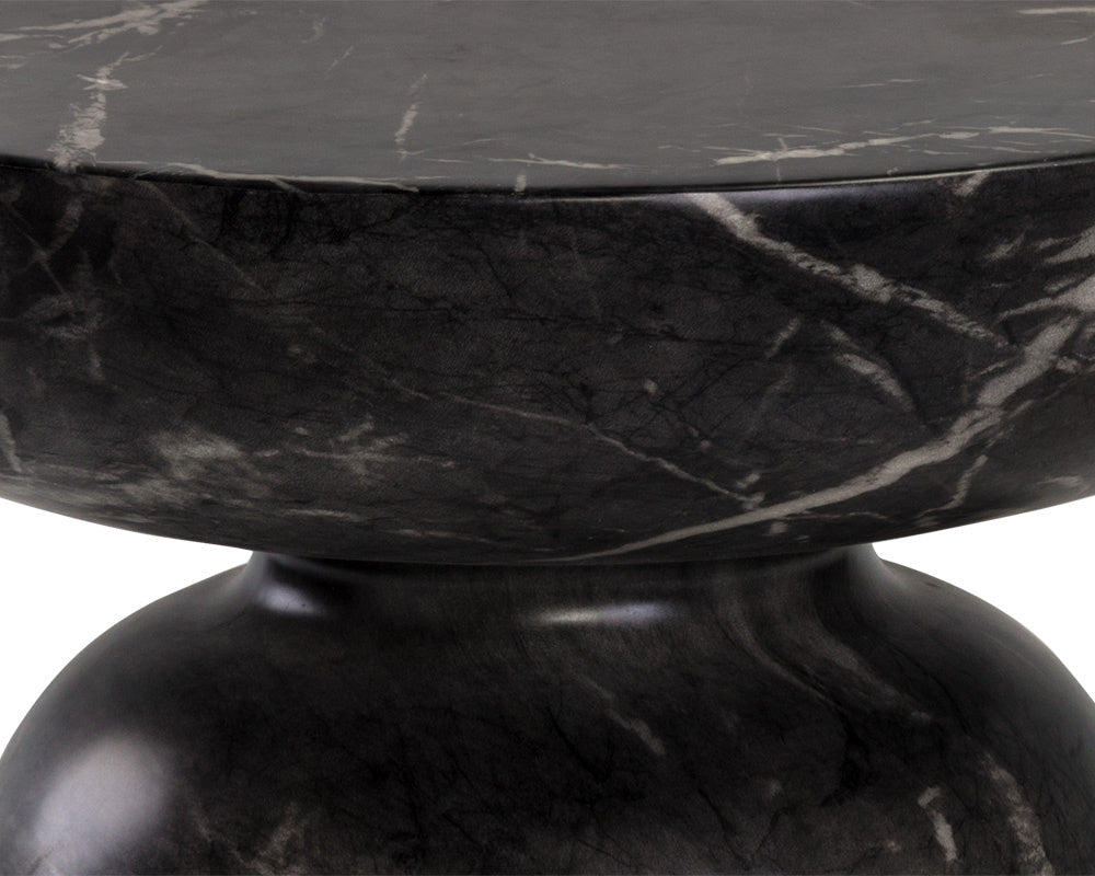 NAHLA LUCIDA END TABLE - MARBLE LOOK - BLACK