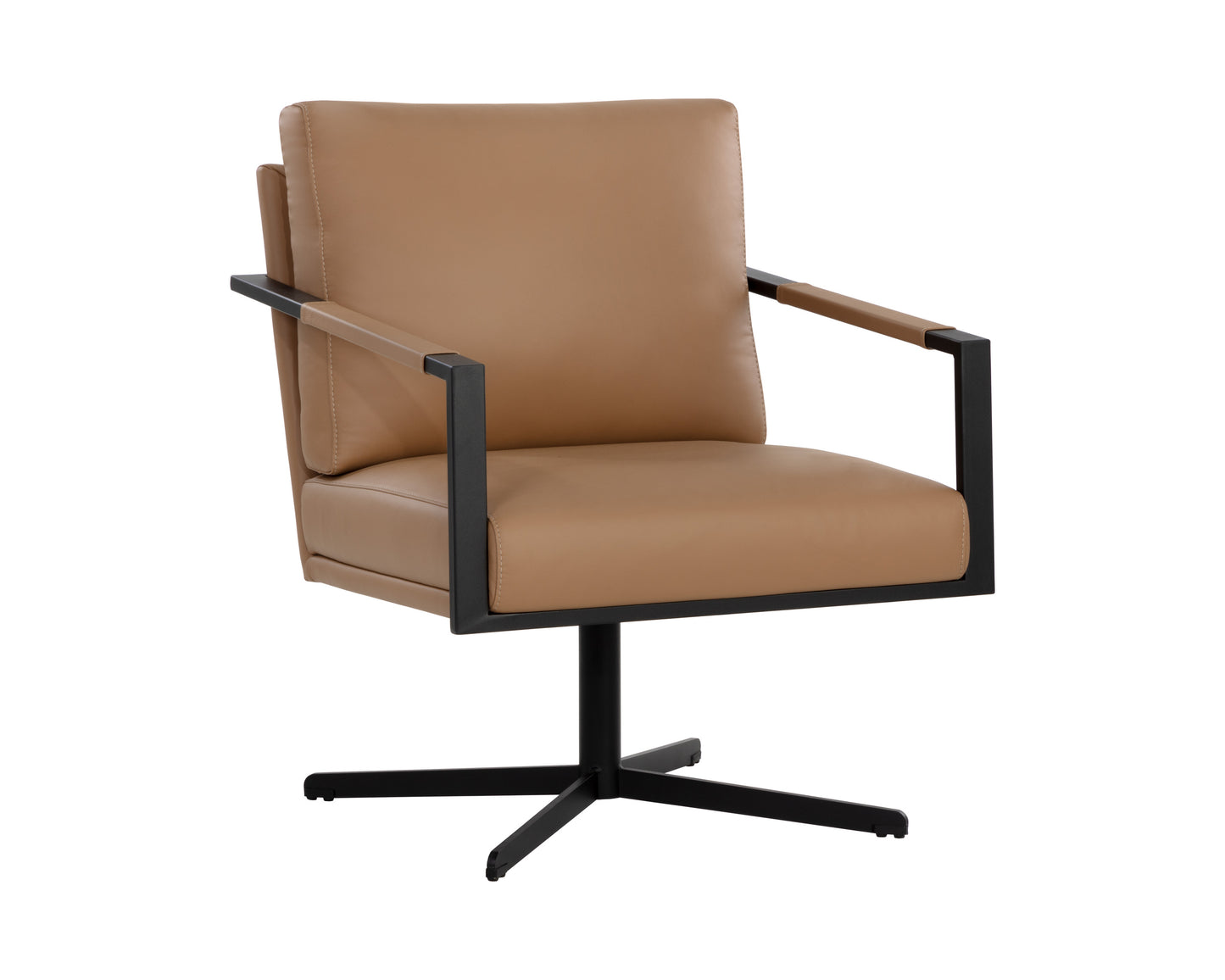 NAHLA RANDY SWIVEL LOUNGE CHAIR - LINEA WOOD LEATHER