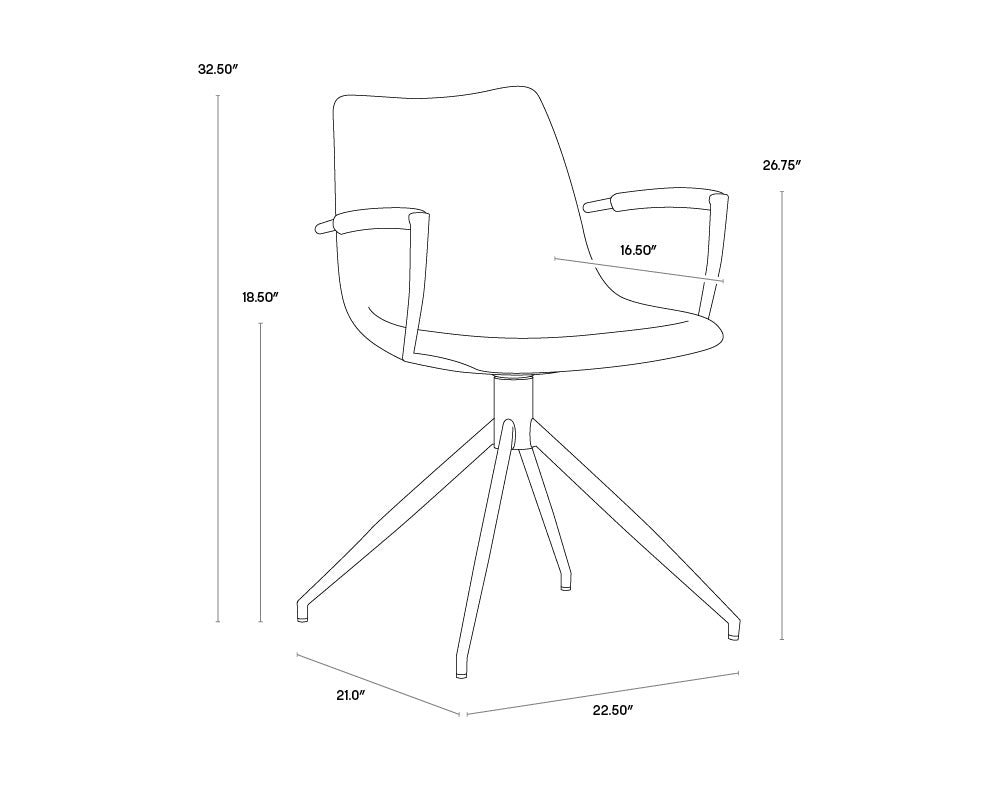 NAHLA ANDRES SWIVEL DINING ARMCHAIR - BELFAST KOALA GREY