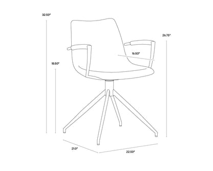 NAHLA ANDRES SWIVEL DINING ARMCHAIR - BELFAST KOALA GREY