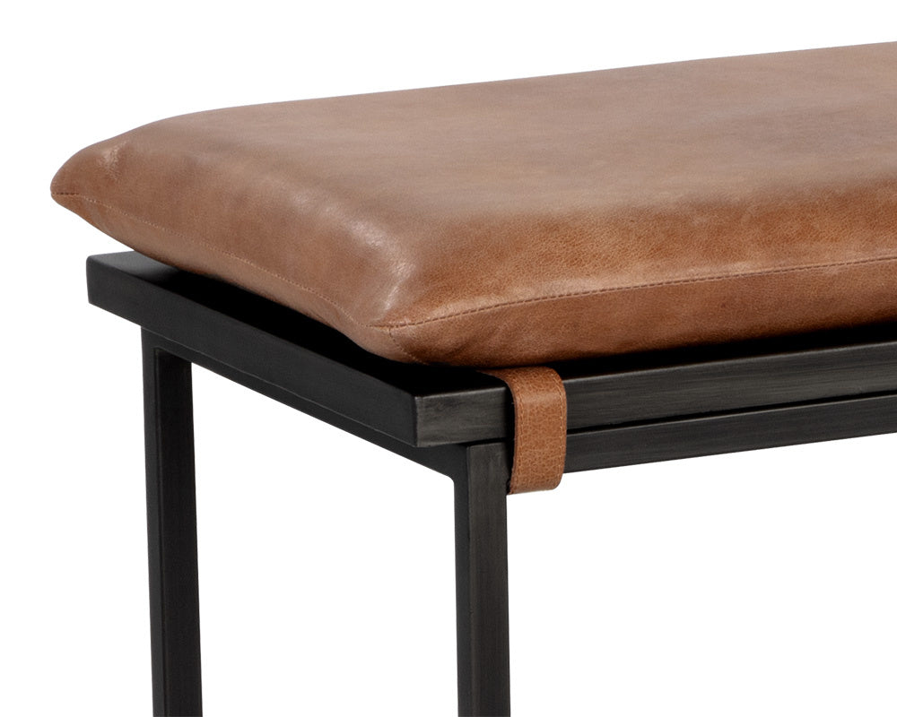 NAHLA ZANCOR BENCH - GUNMETAL - TAN LEATHER