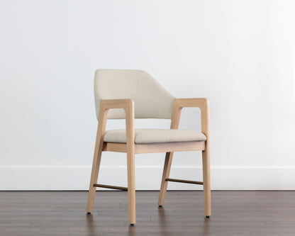 NAHLA MILTON DINING ARMCHAIR - LIGHT WASH - MINA IVORY