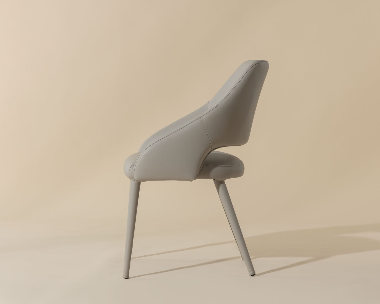 NAHLA GALEN DINING ARMCHAIR - LINEA LIGHT GREY LEATHER