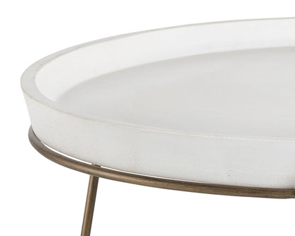 NAHLA REMY COFFEE TABLE - ANTIQUE BRASS - WHITE