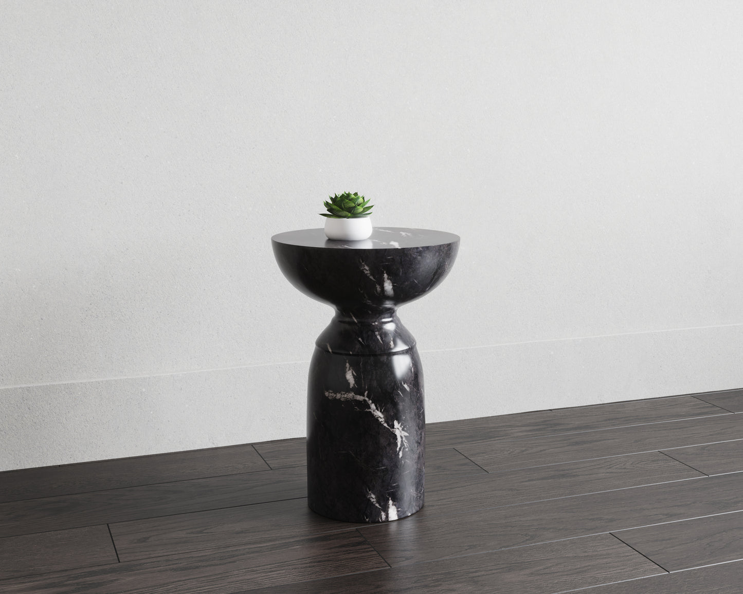 NAHLA GOYA END TABLE - MARBLE LOOK - BLACK