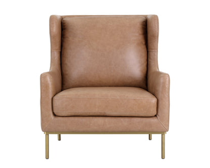 NAHLA VIRGIL LOUNGE CHAIR - MARSEILLE CAMEL LEATHER