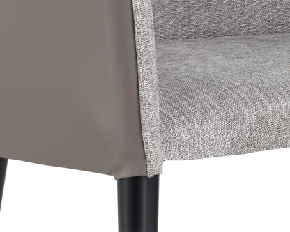 NAHLA ASHER DINING ARMCHAIR - FLINT GREY / NAPA TAUPE