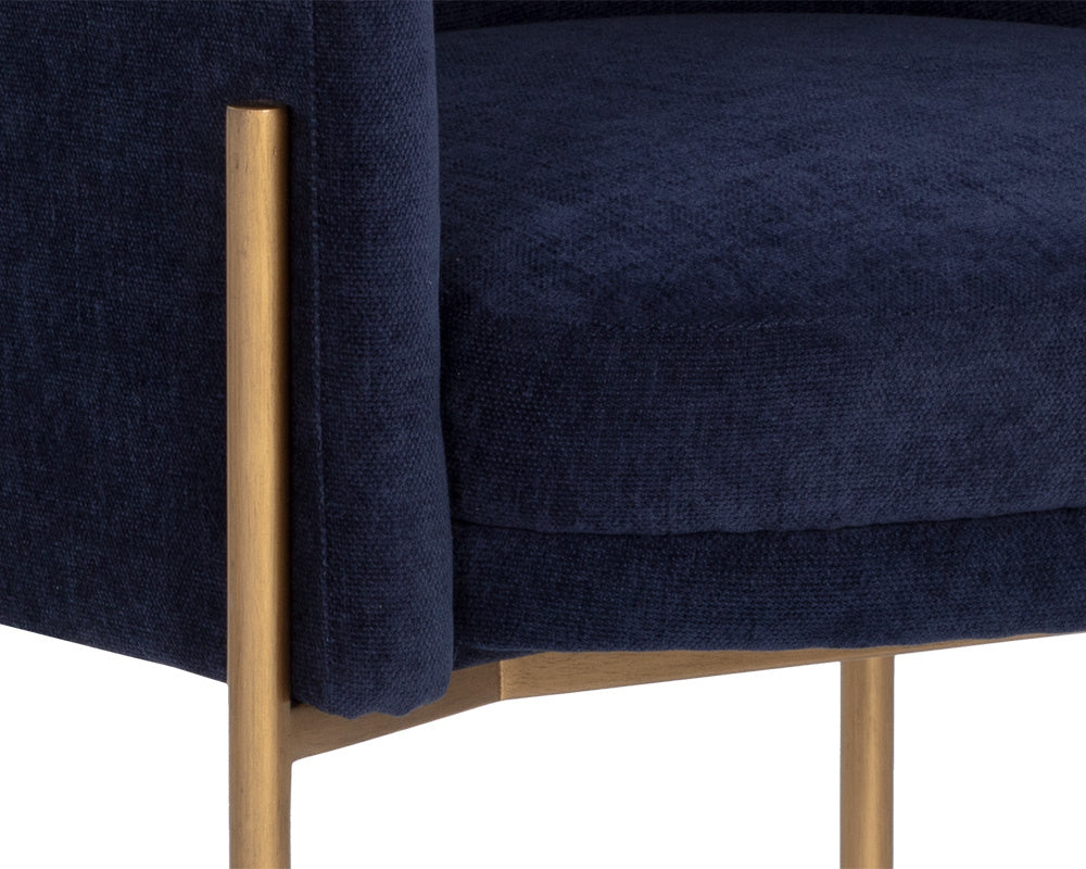 NAHLA RICHIE DINING ARMCHAIR - ANTIQUE BRASS - DANNY NAVY