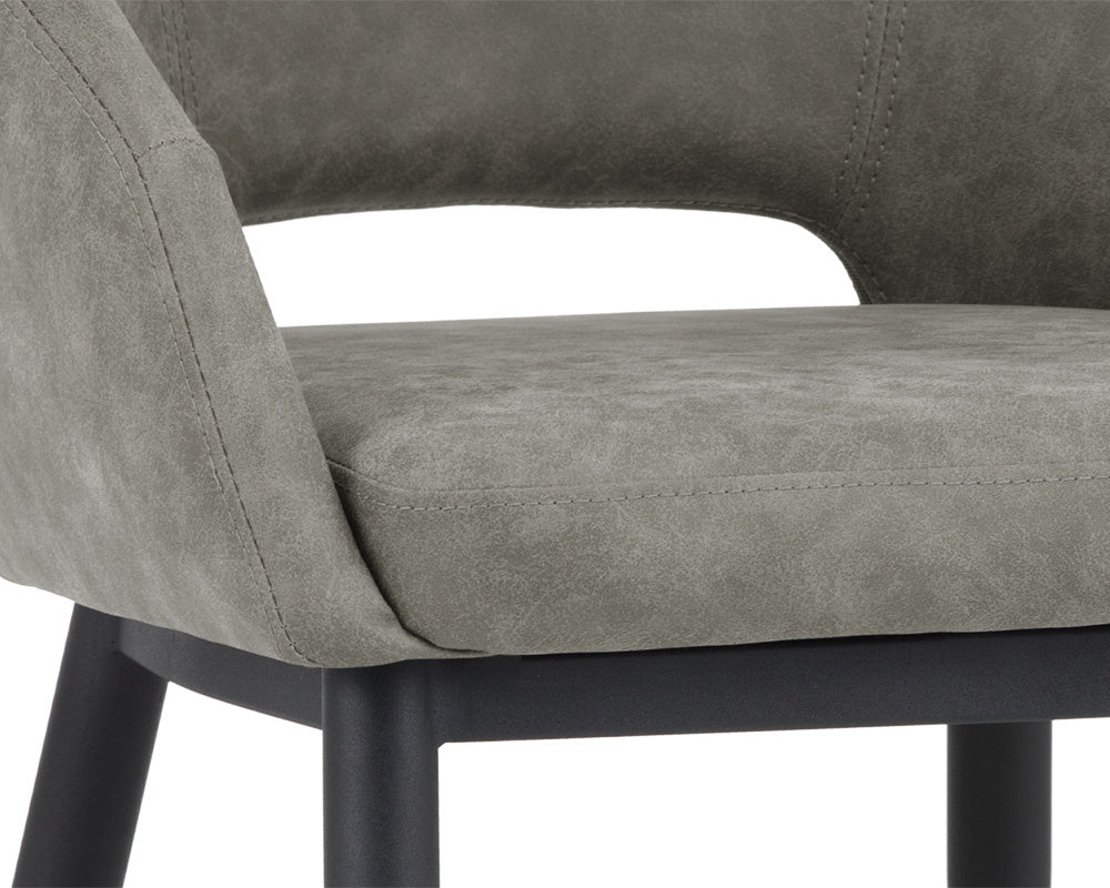 NAHLA THATCHER DINING ARMCHAIR - BLACK - ANTIQUE GREY