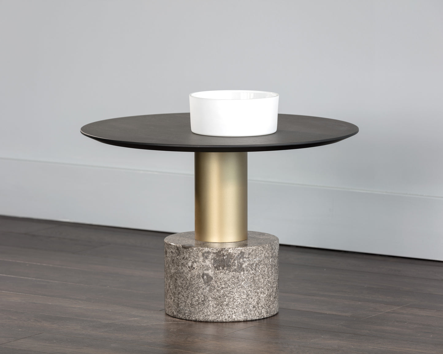 NAHLA MONACO COFFEE TABLE - GOLD - GREY MARBLE / CHARCOAL GREY