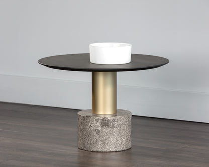 NAHLA MONACO COFFEE TABLE - GOLD - GREY MARBLE / CHARCOAL GREY