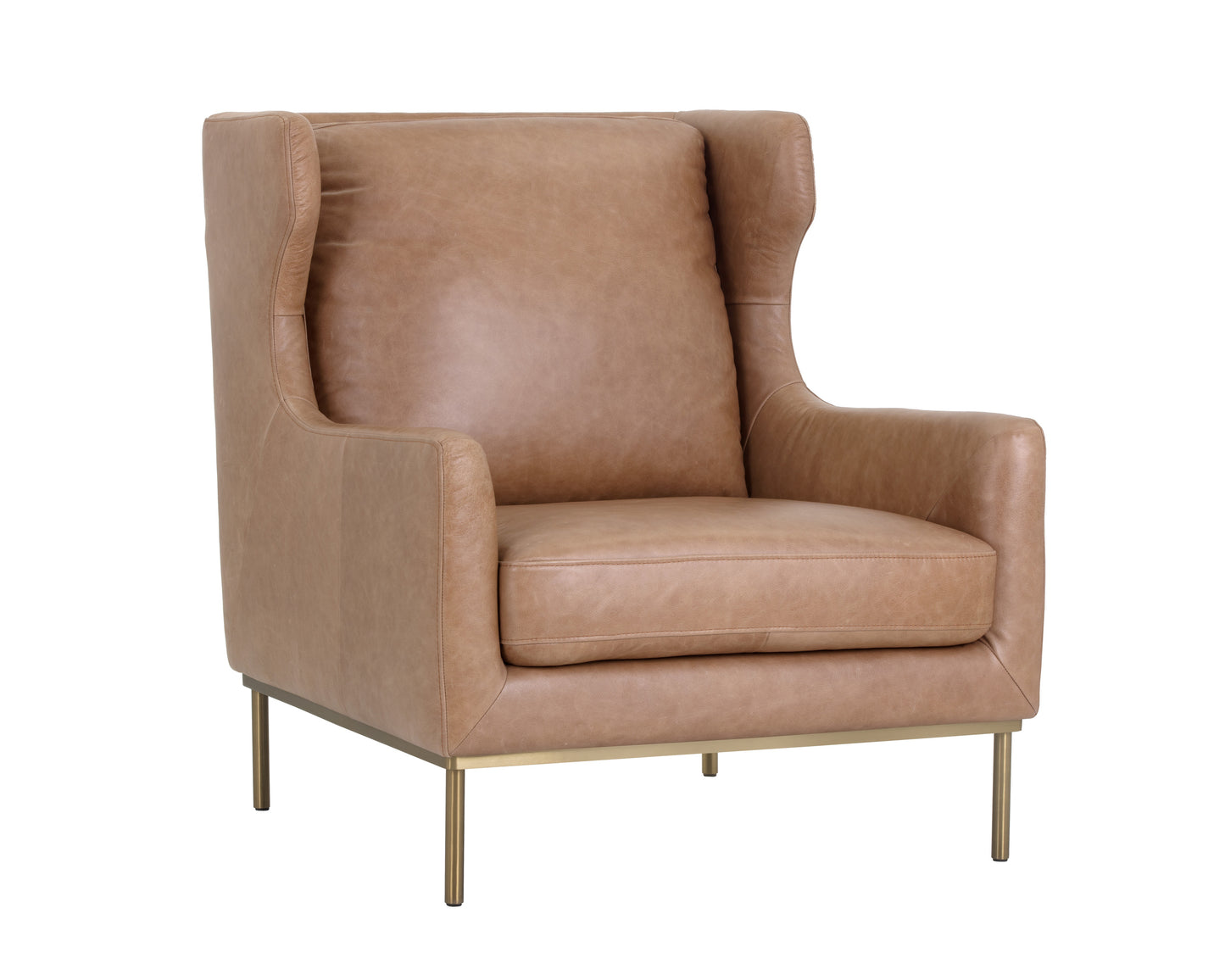 NAHLA VIRGIL LOUNGE CHAIR - MARSEILLE CAMEL LEATHER