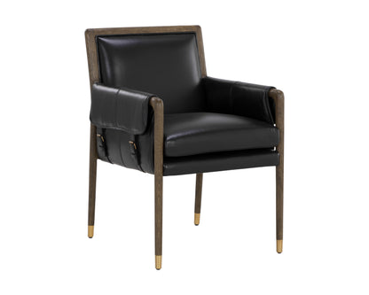 NAHLA MAUTI DINING ARMCHAIR - DISTRESSED BROWN - CORTINA BLACK LEATHER