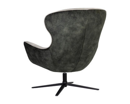 NAHLA WELLER SWIVEL LOUNGE CHAIR - NONO CREAM / NONO DARK GREEN