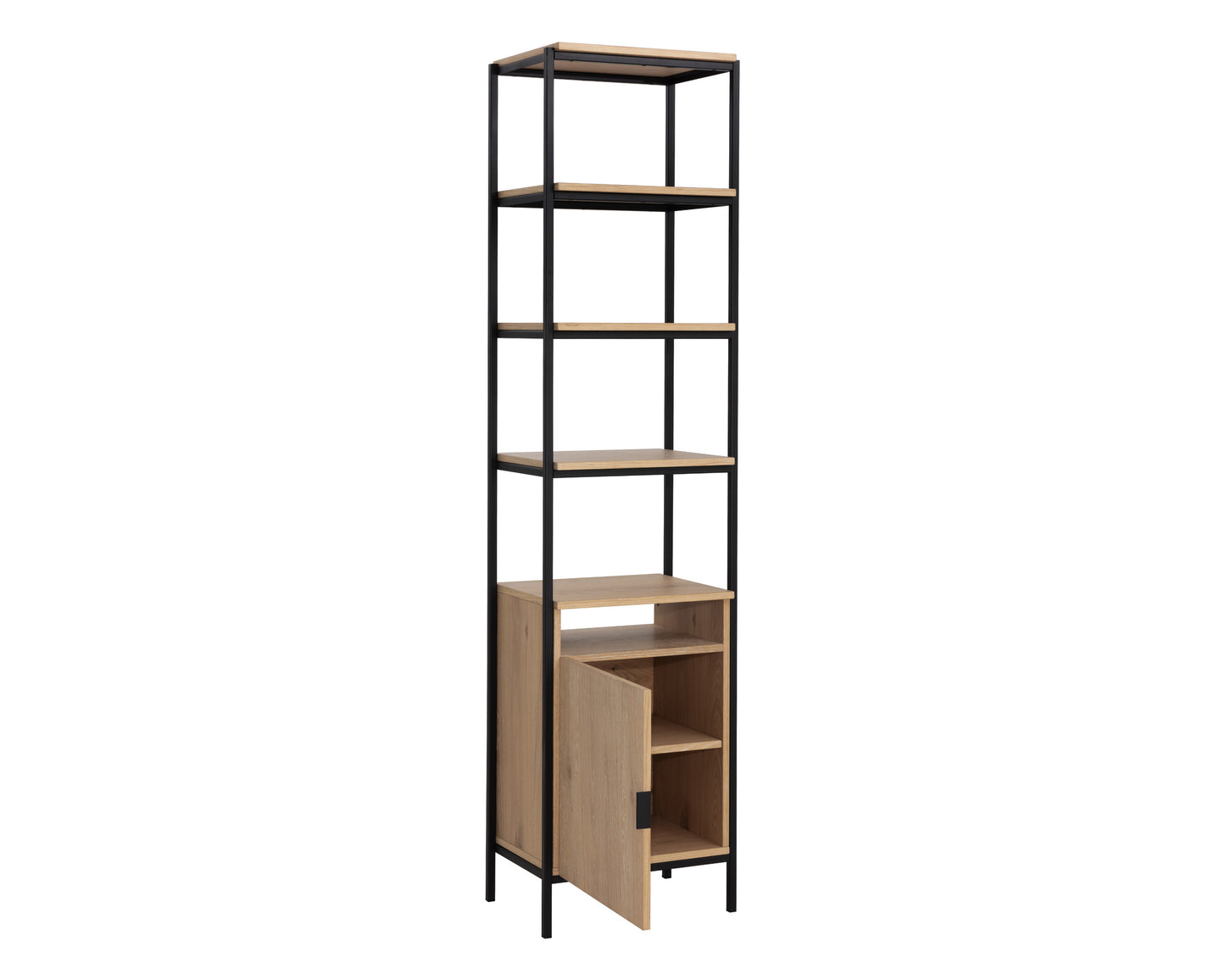 NAHLA AMBROSE MODULAR BOOKCASE - SMALL - RUSTIC OAK - BLACK